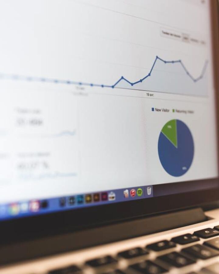 Data charts on a screen